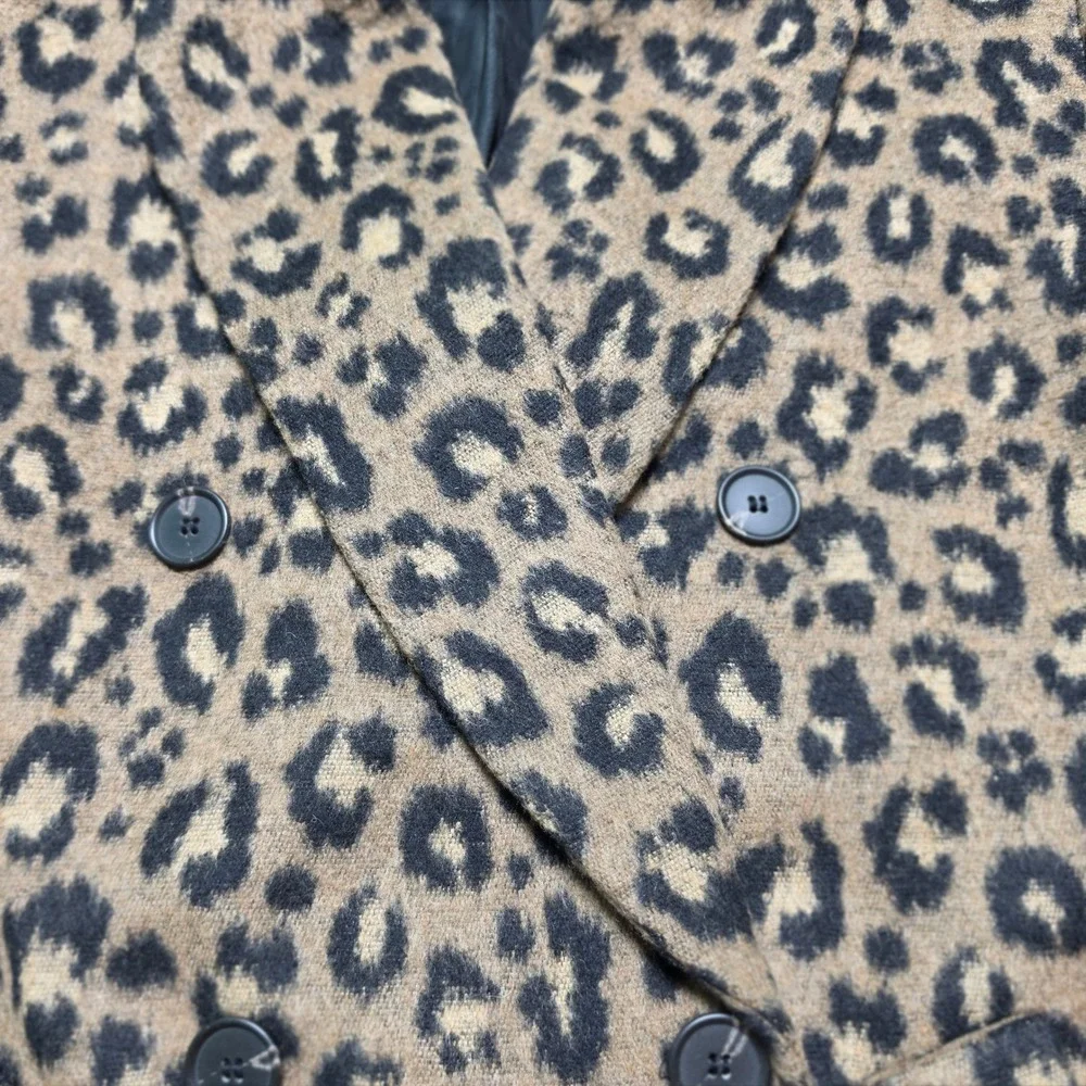 Coat Zara Size‎ XS Womens Brown Excellent Leopard Print Double Breasted 8287/110
